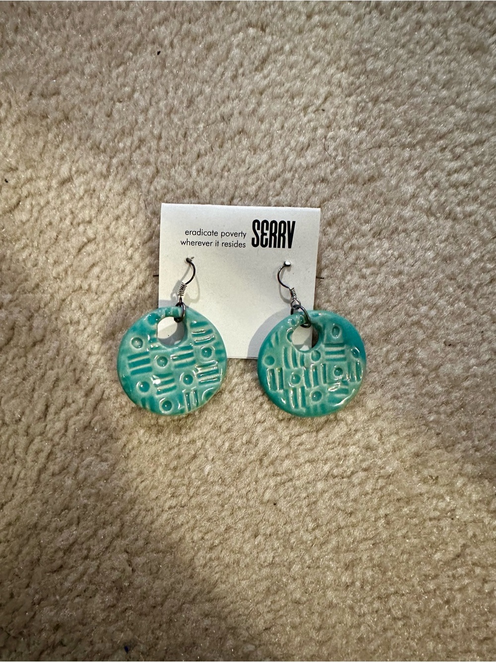 Turquoise Textured Ceramic Drop Earrings